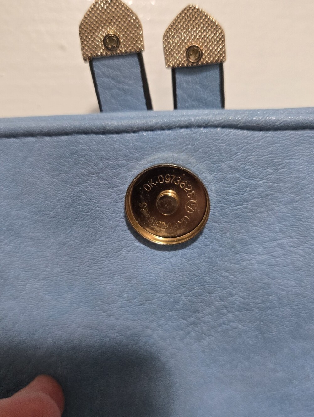 Light Blue Crossbody Bag with Polished Corner Accents And Vegan Leather - Picture 7 of 8